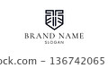 Modern Shield Logo Template with Minimal Geometric Monogram Emblem Branding Identity EPS Vector Design 136742065
