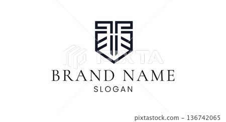 Modern Shield Logo Template with Minimal Geometric Monogram Emblem Branding Identity EPS Vector Design Modern Shield Logo Template with Minimal Geometric Monogram Emblem Branding Identity EPS Vector Design 136742065