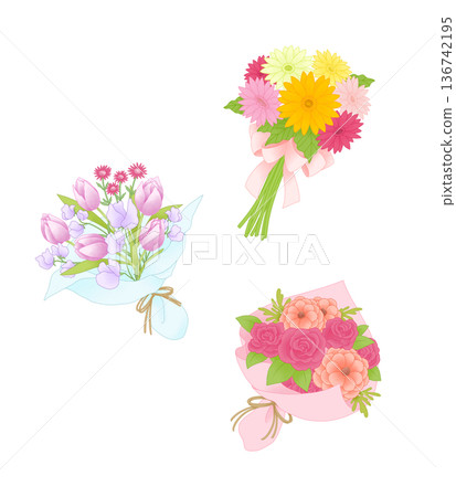 彩色花束花卉插畫集 136742195
