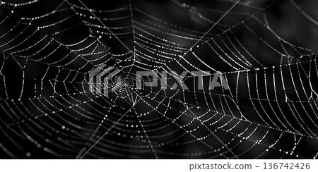 Black Lace Spider Web background - Ai Generated 136742426