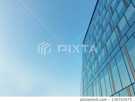 Office building. Glass skyscrapers in business center. Architecture, commercial real estate Office building. Glass skyscrapers in business center. Architecture, commercial real estate 136742675