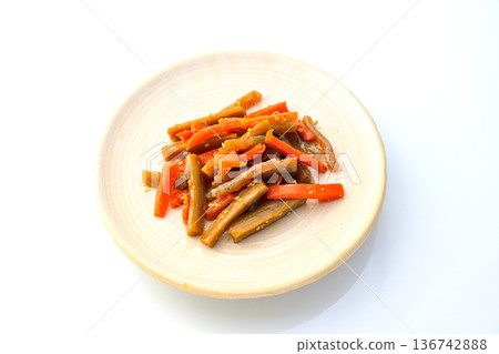 Kinpira burdock served on a plate 136742888