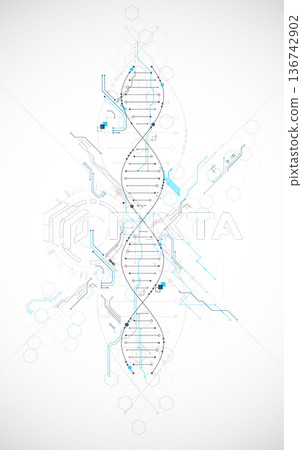 Scientific and technological background. Abstract image of DNA molecule. Vector illustration. 136742902