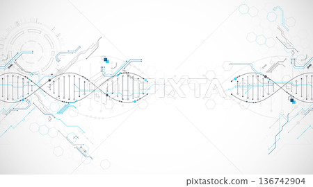 Scientific and technological background. Abstract image of DNA molecule. Vector illustration. Scientific and technological background. Abstract image of DNA molecule. Vector illustration. 136742904
