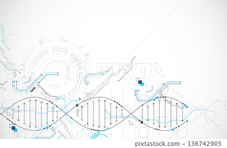 Scientific and technological background. Abstract image of DNA molecule. Vector illustration. 136742905