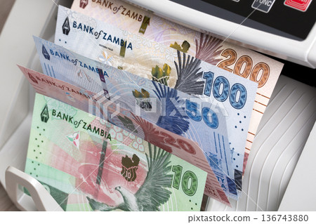 Zambian Kwacha in the counting machine Zambian Kwacha in the counting machine 136743880