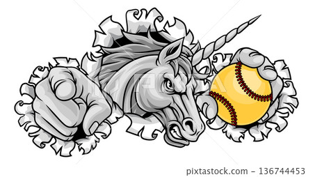 Unicorn Horse Softball Baseball Sports Team Mascot 136744453