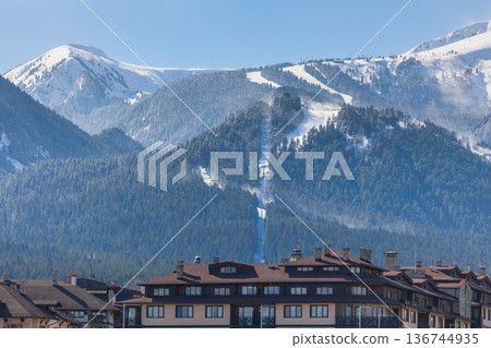 ski slopes in Bansko, Bulgaria winter landscape ski slopes in Bansko, Bulgaria winter landscape 136744935