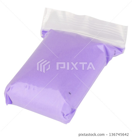 Color purple modeling clay clear plastic isolated on white background Color purple modeling clay clear plastic isolated on white background 136745642