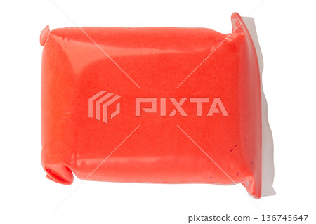 Color red modeling clay  clear plastic isolated on white background 136745647