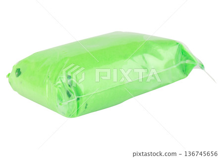 Color green modeling clay  clear plastic isolated on white background 136745656