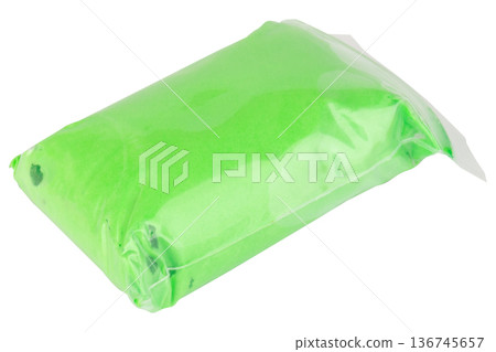 Color green modeling clay  clear plastic isolated on white background 136745657