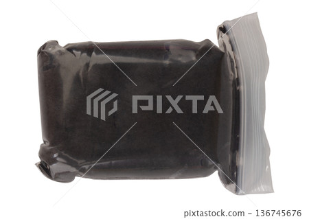 Color black modeling clay clear plastic isolated on white background Color black modeling clay clear plastic isolated on white background 136745676