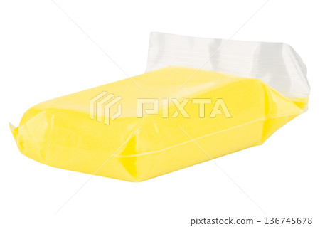Color yellow modeling clay clear plastic isolated on white background Color yellow modeling clay clear plastic isolated on white background 136745678