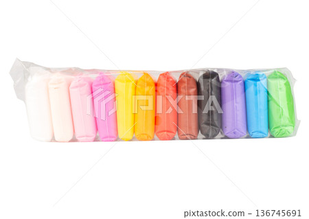 Colorful modeling clay is in a clear plastic bag Colorful modeling clay is in a clear plastic bag 136745691