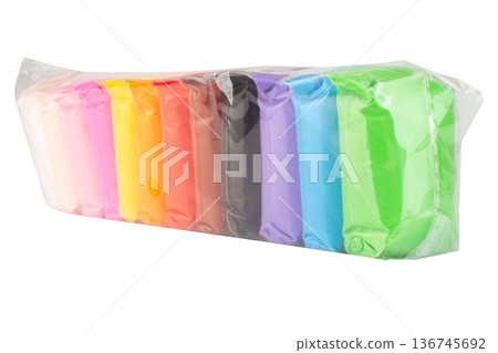 Colorful modeling clay is in a clear plastic bag Colorful modeling clay is in a clear plastic bag 136745692