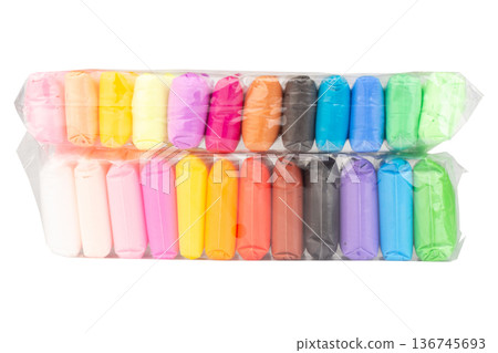 Colorful modeling clay is in a clear plastic bag Colorful modeling clay is in a clear plastic bag 136745693