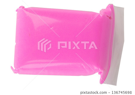 Color pink modeling clay clear plastic isolated on white background Color pink modeling clay clear plastic isolated on white background 136745698