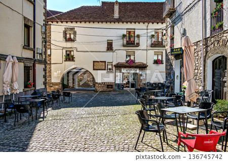 Beautiful village Hecho in the pyrenees mountains Huesca Spain E Beautiful village Hecho in the pyrenees mountains Huesca Spain E 136745742