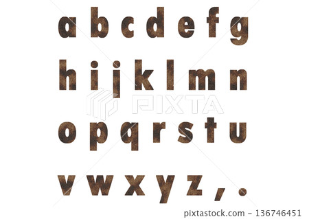 字母 5 小寫棕色鏽跡紋理 字母 5 小寫棕色鏽跡紋理 136746451