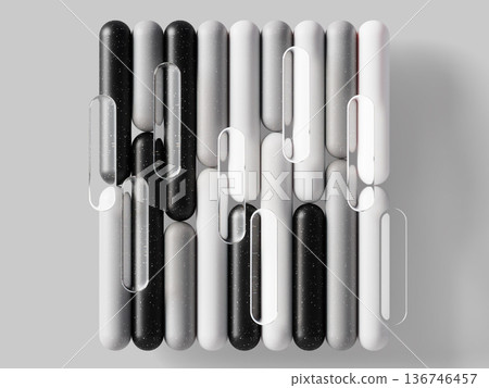 Abstract 3D background with clear transparent liquid glass rectangle plates render. Vertical striped pattern in square shape, linear and overlay effect. Minimalist creative wallpaper. 3D illustration Abstract 3D background with clear transparent liquid glass rectangle plates render. Vertical striped pattern in square shape, linear and overlay effect. Minimalist creative wallpaper. 3D illustration 136746457