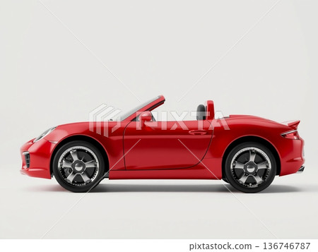 Sleek Red Convertible Sports Car Studio Shot 136746787