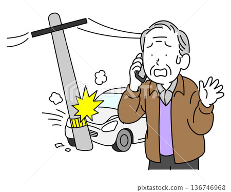 Elderly person calling after an accident Elderly person calling after an accident 136746968