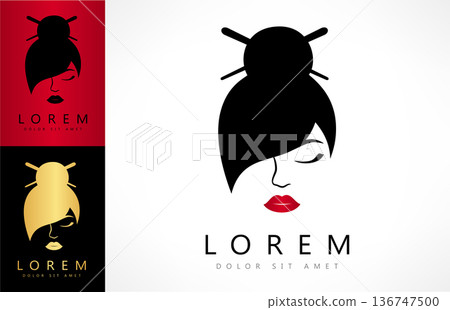 Geisha vector logo. A woman in Japanese traditions. Geisha vector logo. A woman in Japanese traditions. 136747500