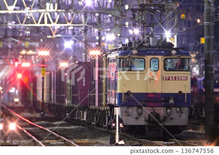 Freight station at night EF65 136747556