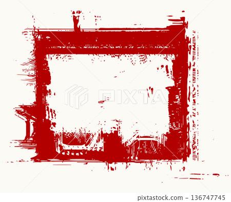 Red Grunge Square Frame Background Red Grunge Square Frame Background 136747745