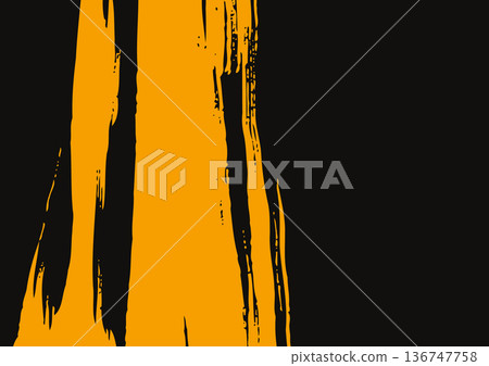Japanese Yellow Ink Brush Stroke Vector Banner 136747758