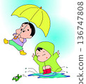 Children playing in the rainy season 136747808