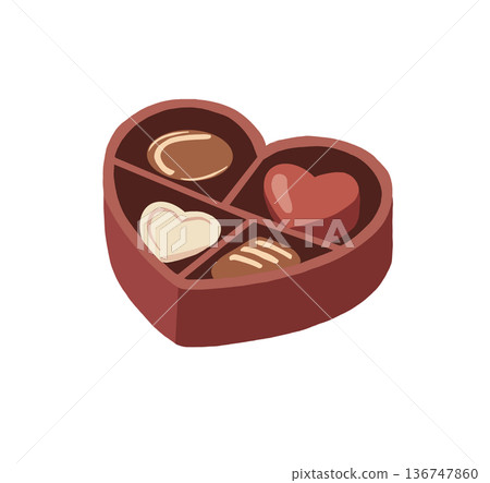 Heart-shaped chocolate box illustration Heart-shaped chocolate box illustration 136747860