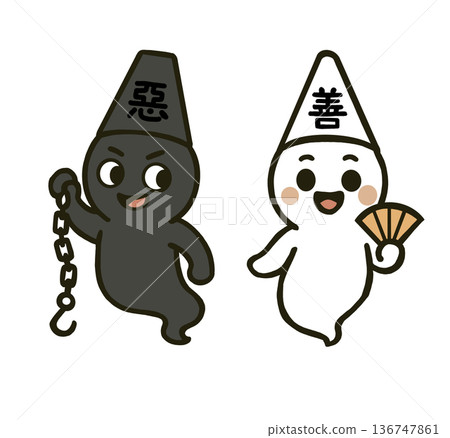 Good and Evil Ghost Illustrations Good and Evil Ghost Illustrations 136747861