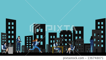 辦公城市圖圖標 136748071