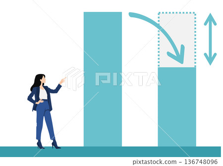 Illustration of a businesswoman analyzing data 136748096