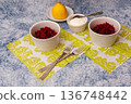 Salad of Grated Raw Beetroot with Grated Raw Carrot, Apple and Orange. 136748442