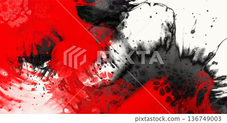 Red Black Abstract Paint Splash Composition vector 136749003