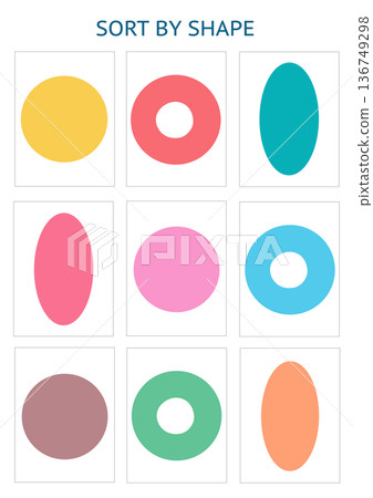 Shape Sorting Printable Worksheet with Geometric Forms 136749298