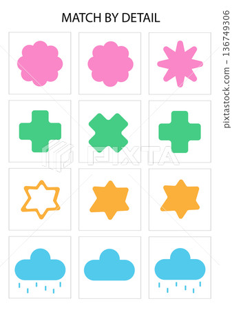 Detail Matching Printable Worksheet with Abstract Shapes 136749306