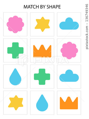 Shape Matching Printable Worksheet with Geometric Forms Shape Matching Printable Worksheet with Geometric Forms 136749346
