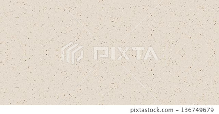 Abstract beige terrazzo texture background with small brown speckles. Vector minimalist backdrop resembling polished concrete floor, marble stone chips, or recycled handmade paper. Clean neutral aesth Abstract beige terrazzo texture background with small brown speckles. Vector minimalist backdrop resembling polished concrete floor, marble stone chips, or recycled handmade paper. Clean neutral aesth 136749679