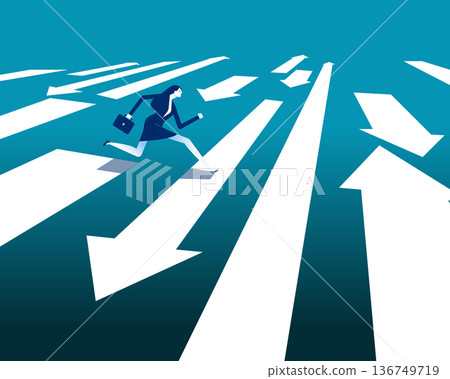 Business leadership. Businesswoman moving forward at work 136749719