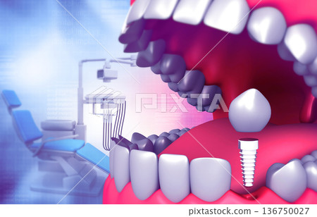 Human tooth with Dental Chair. Dental Services 136750027
