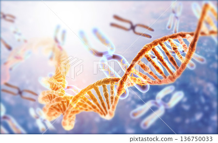 DNA strands on Scientific background 136750033