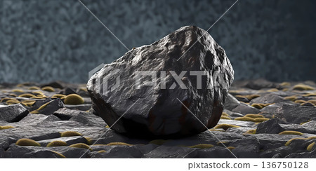 Coal black texture dark background, geology theme, AI generated 136750128