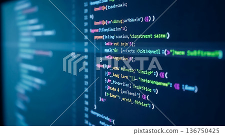 Coding session in a modern software development environment showcasing programming languages and tools 136750425
