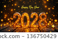 Celebration of New Year with sparkling 2028 display and festive atmosphere 136750429
