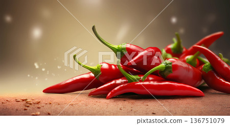 Red pepper blurred photo, copy space background, AI Generated 136751079