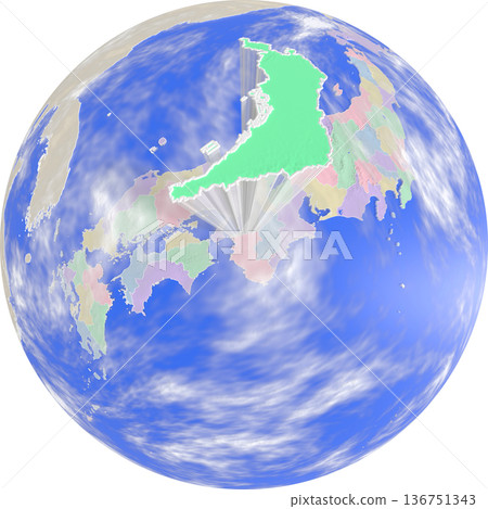 從地球上空看到的大阪府行星狀地圖 從地球上空看到的大阪府行星狀地圖 136751343